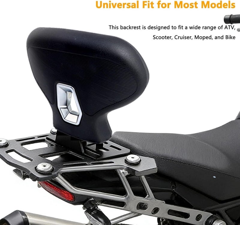 Minho Motorcycle Rear Backrest in Soft PU Foam,Universal Easy-Mount Base,Fits ATV Scooter Cruiser Moped & Bike,C Type - Image 5